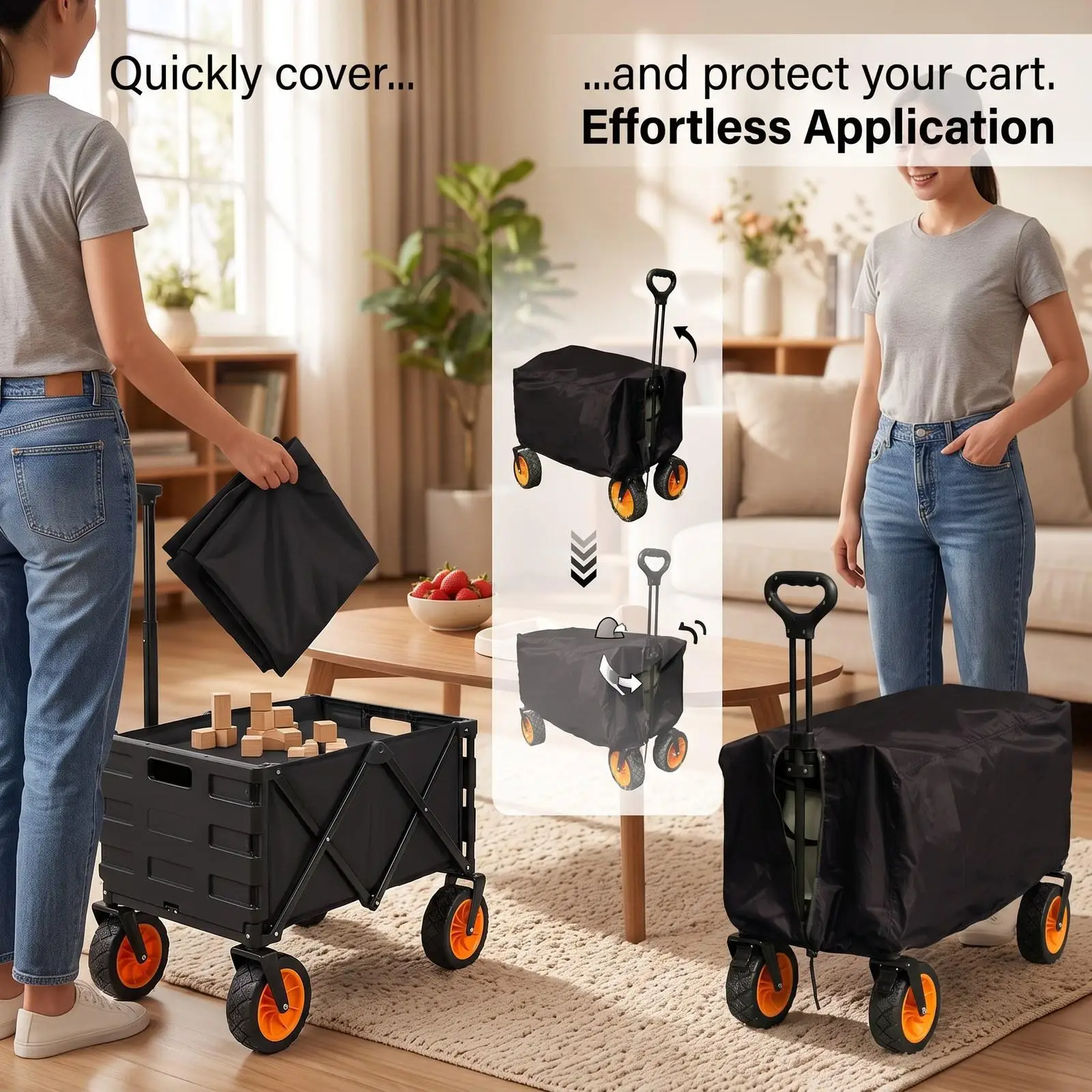 Wagon Cart Cover Oxford Cloth Weather Protection Drawstring Closure Protection