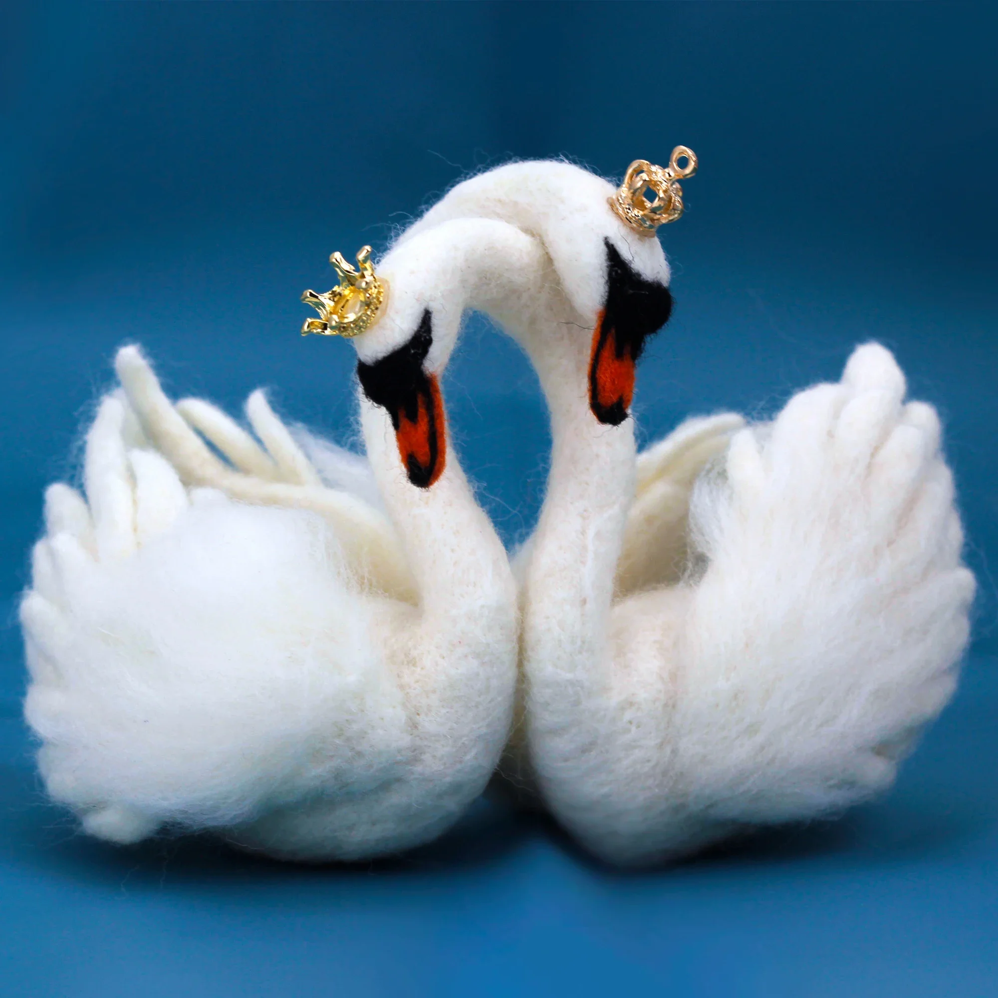 2 Pack Swan DIY Making Material Knitted Toys Wool Felt Poke Doll Homemade Creative Gift Handmade 12cm Height