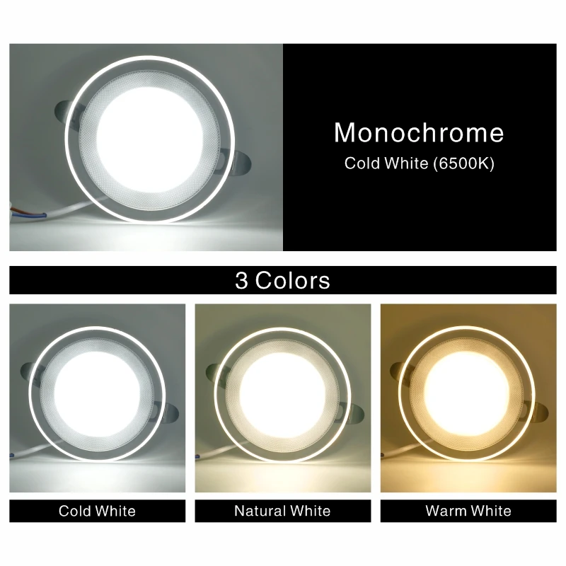 Luz descendente LED de 4 pulgadas, 3 colores intercambiables, 6W, 220V, Panel redondo empotrado, iluminación interior, 10 unidades por lote