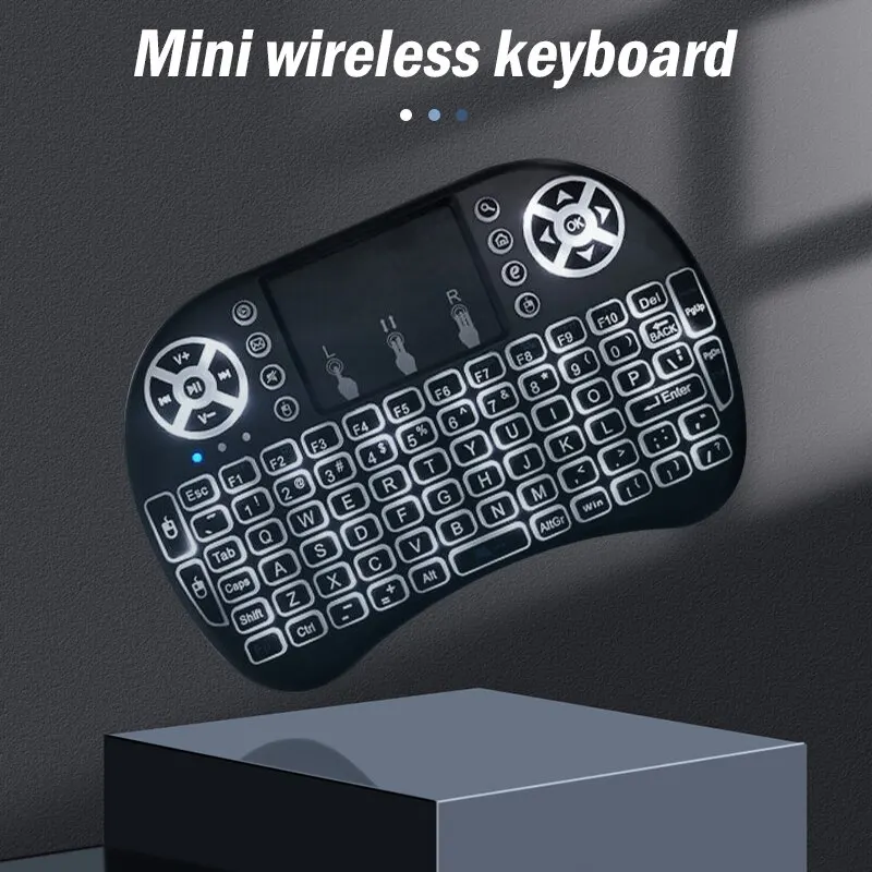 2.4G Wireless Mini Spanish Keyboard Backlight English Russian Air Mouse Remote Touchpad for TV Box Android Digital Computer i8