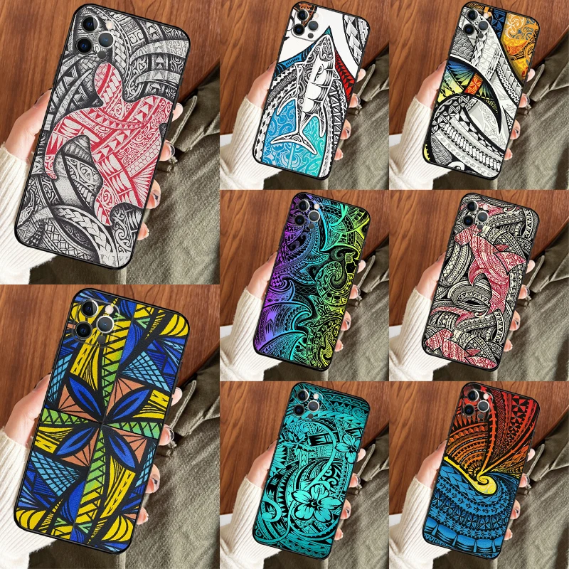 Traditional Hawaiian Island Tattoo Pattern Phone Case For iPhone 11 12 13 14 15 16 Pro Max Cover For iPhone X XS Max XR Plus