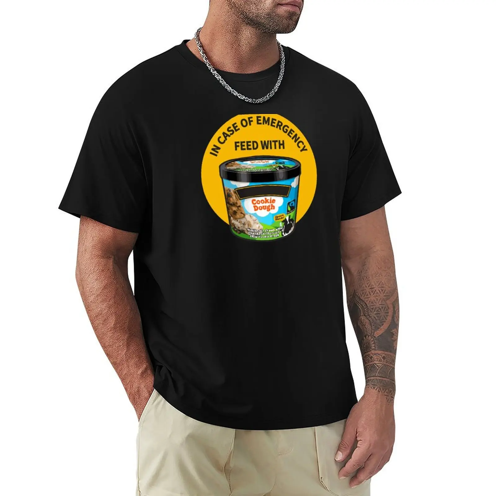 In Case Of Emergency Feed With Ice Cream T-Shirt man clothes tops plain t shirts men