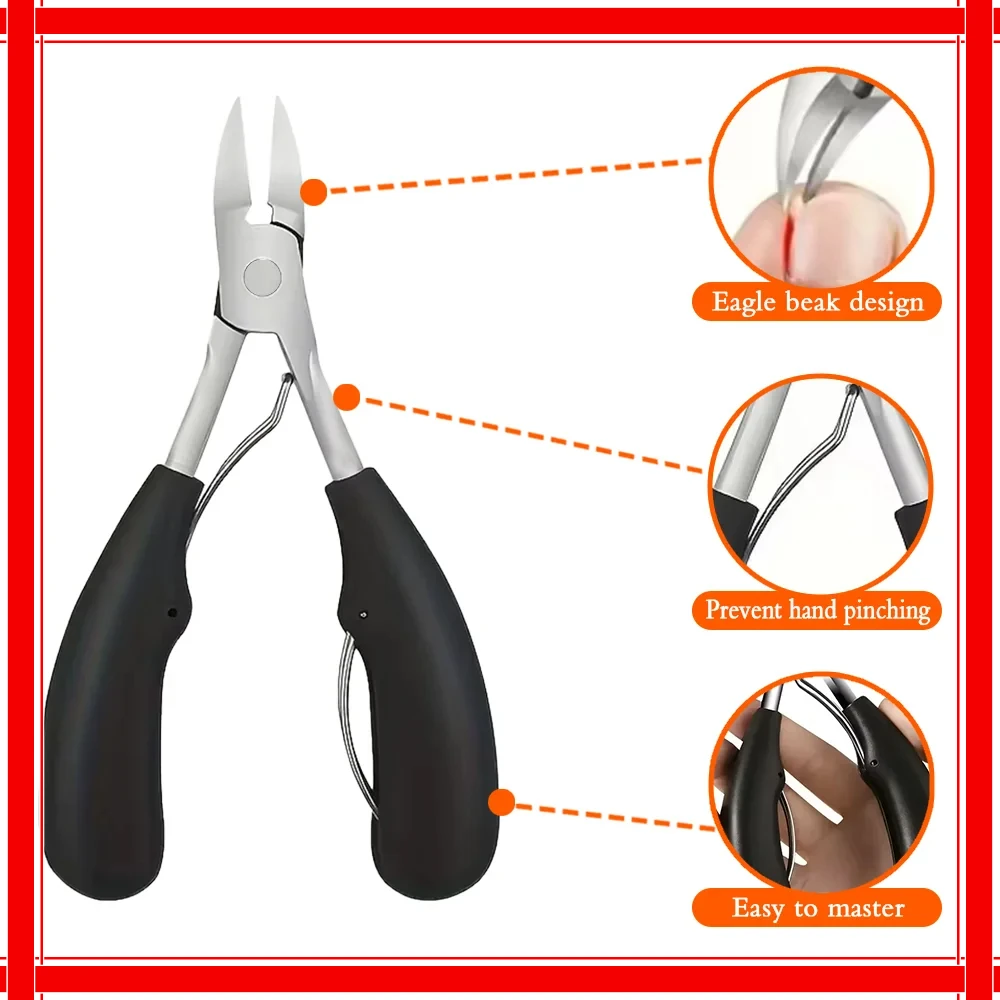 [قص أظافر عملي] قطعة واحدة من مقصات أظافر سميكة للأظافر وأصابع القدم لكبار السن - مجموعة مقصات أظافر كبيرة جدًا وفتحة الفم