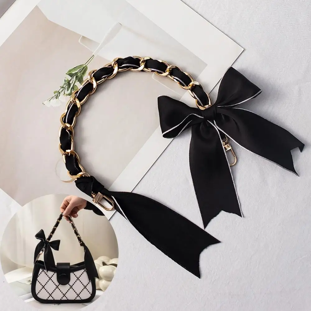 

Elegant Silk Scarf Metal Hand Chain For Bag Handheld Chain Bag Metal Replacement Bag Bow Decorative Chain Strap Accessories