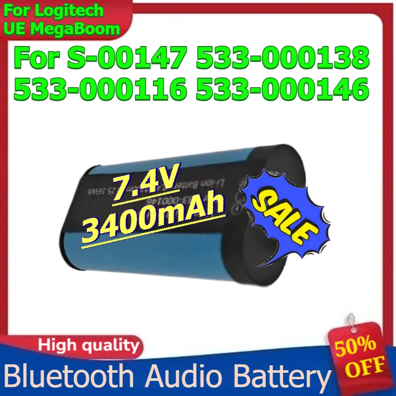 

Digital Battery for Logitech UE MegaBoom S-00147 533-000138 533-000116 533-000146 Bluetooth Audio Battery 7.4V 3400mAh