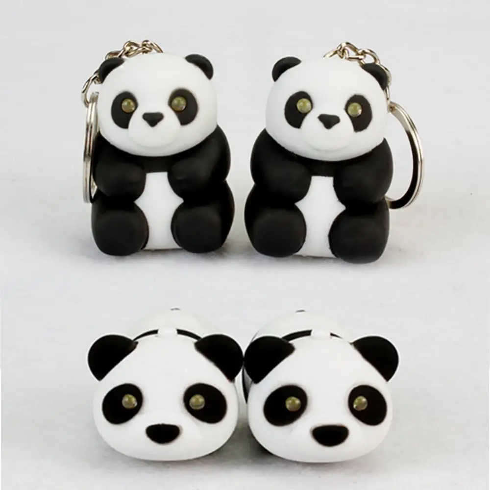 Cute Panda LED Sound Keychain Key Ring Pendant Car Handbag Hanging Decor Gift Bag Charm Accessories Car Keyholder Llaveros 키링