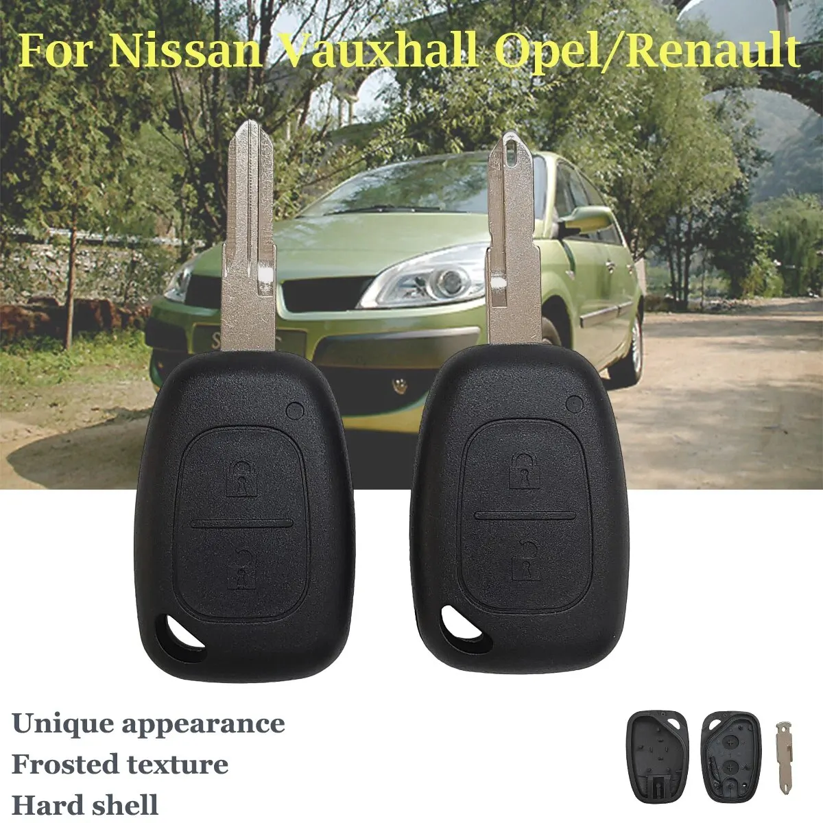 

2 кнопки Автомобильный ключ оболочки Fob чехол для Vauxhall Opel Vivaro для Renault Movano Trafic Renault Kangoo Uncut