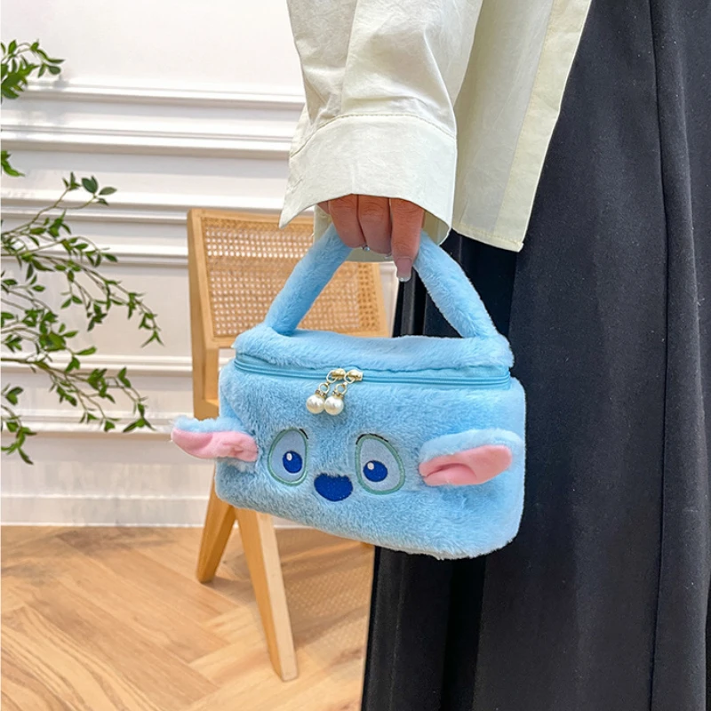 Disney Zachte Schattige Steek Draagbare Cosmetica Opbergtas Kawaii Cartoon Anime Figuur Stich Emmer Bags Kids Friends Verjaardagscadeaus