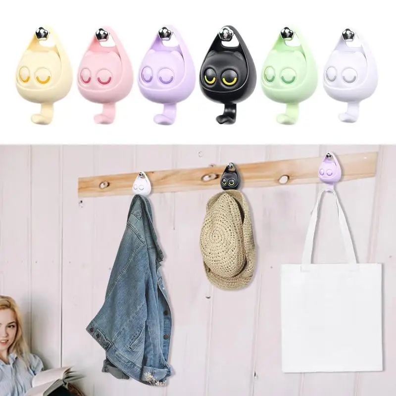 

Cute cat keychain creative animal wall hook sticky coat hook bath towel hook wall hook for home bathroom door decoration