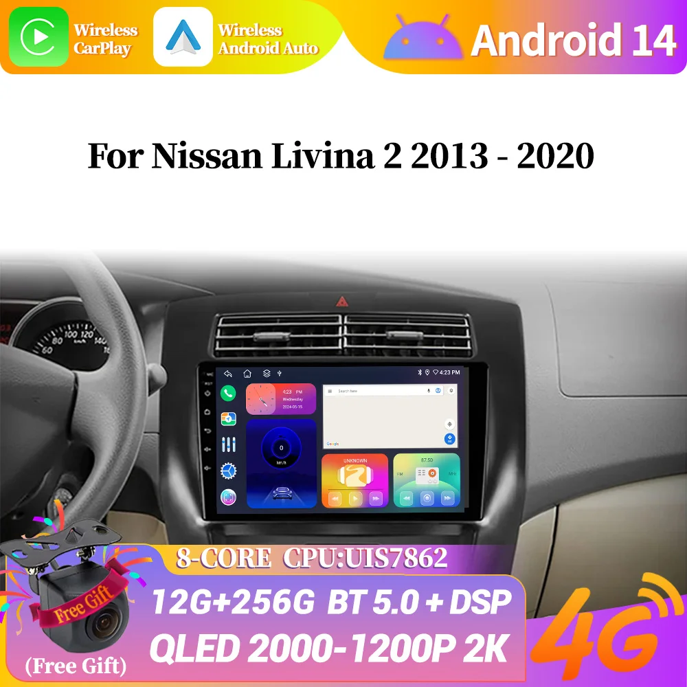 

Автомагнитола 2DIN на Android 14, мультимедийная система, стерео, Bluetooth, экран CarPlay для Nissan Livina 2 2013-2020