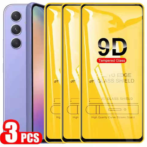 1-3PCS 9D Full Cover Screen Protector For Samsung S25 Ultra A56 A55 S24 S23 S22 S21 S20 FE A54 A36 A36 A15 A16 Tempered Glass