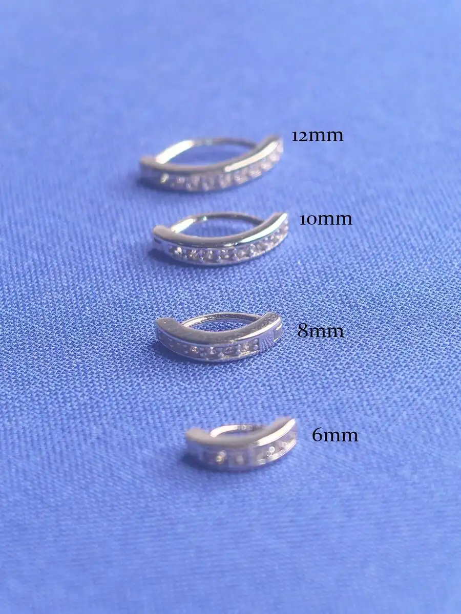 Anillo de ombligo de plata de ley 925 con circonita para mujer, joyería minimalista pequeña para piercing inverso en el ombligo en tamaños de 6 mm a 12 mm