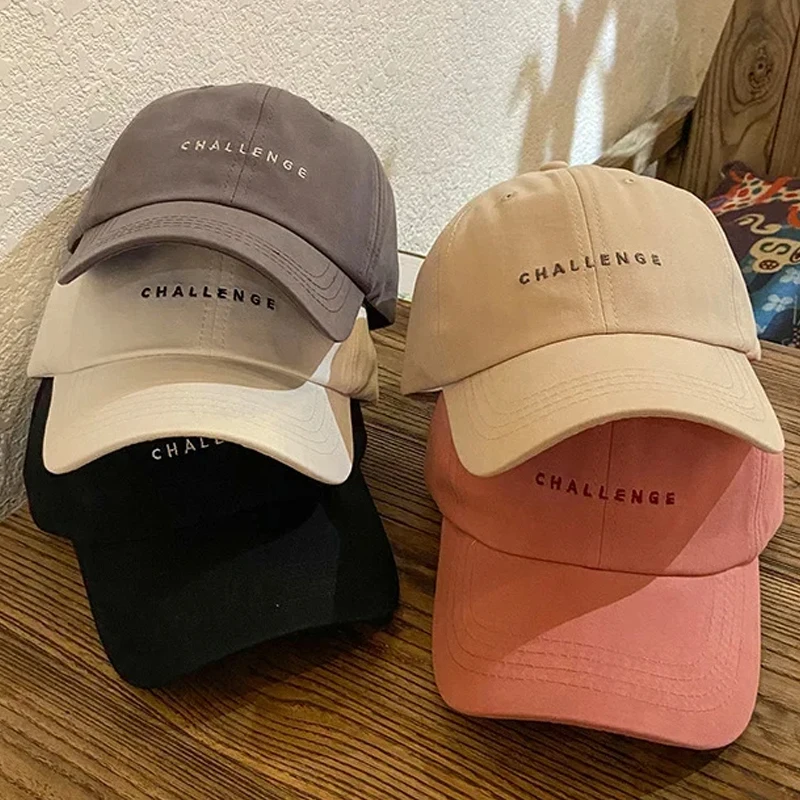 Letter Cotton Baseball Cap for Men Women Solid Color Couple Hat Challenge Embroidery Visor Cap Unisex Sports Hip Hop Casual Hats