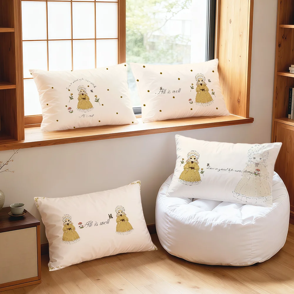 Fotografia 4: Capa de almofada retangular com estampa de coelho e flores, estilo retrô, para sofá, sala de estar, dormitório, cama, presente.