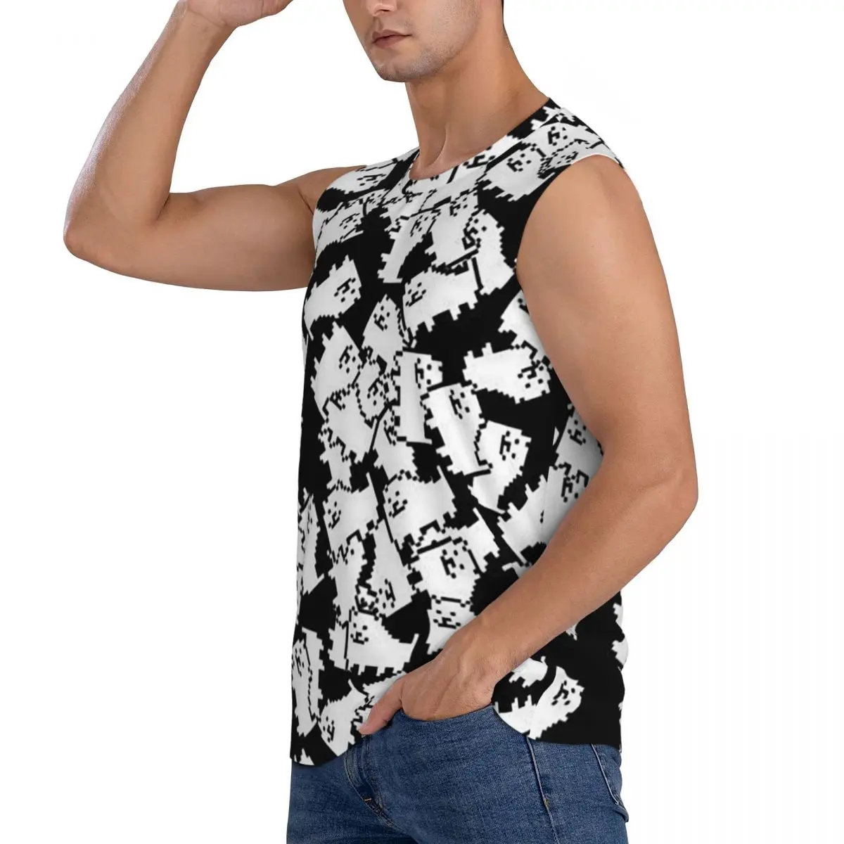 Undertale Annoying Dog Video Game Cute Men Sleeveless Tank Tops Quick Dry Breathable Gym Fitness Running Summer Sport Vest