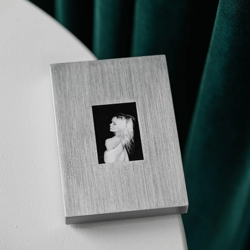 Stainless Steel Picture Frame for Desk Bauhaus Minimalist Photo Holder Premium Metal Tabletop Display Frame Sleek Modern Decor