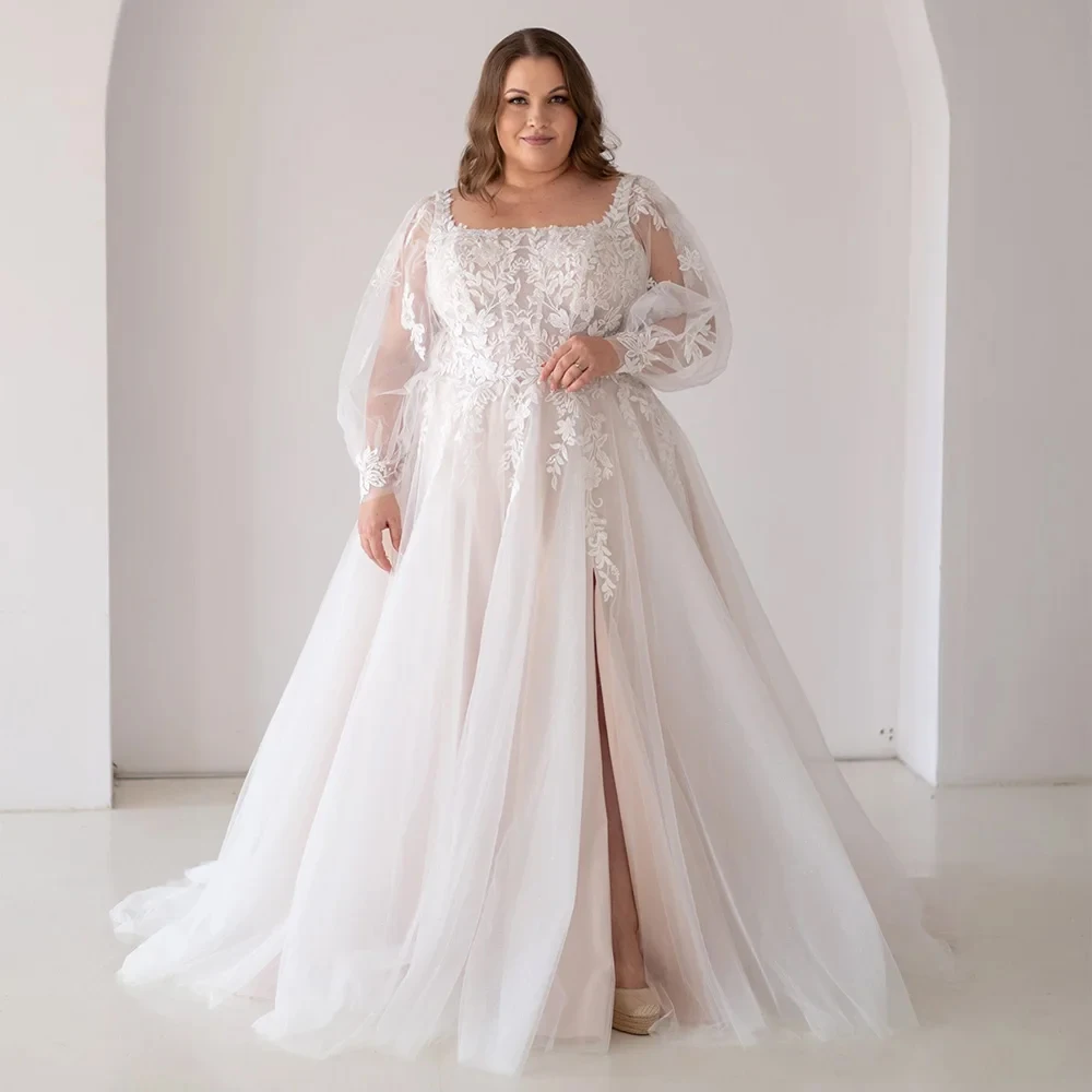 Simple Plus Size Wedding Dresses for Ladies Elegant A Line Bridal Gowns Exquisite Full Sleeve Vestidos De Novia 2025 Summer New