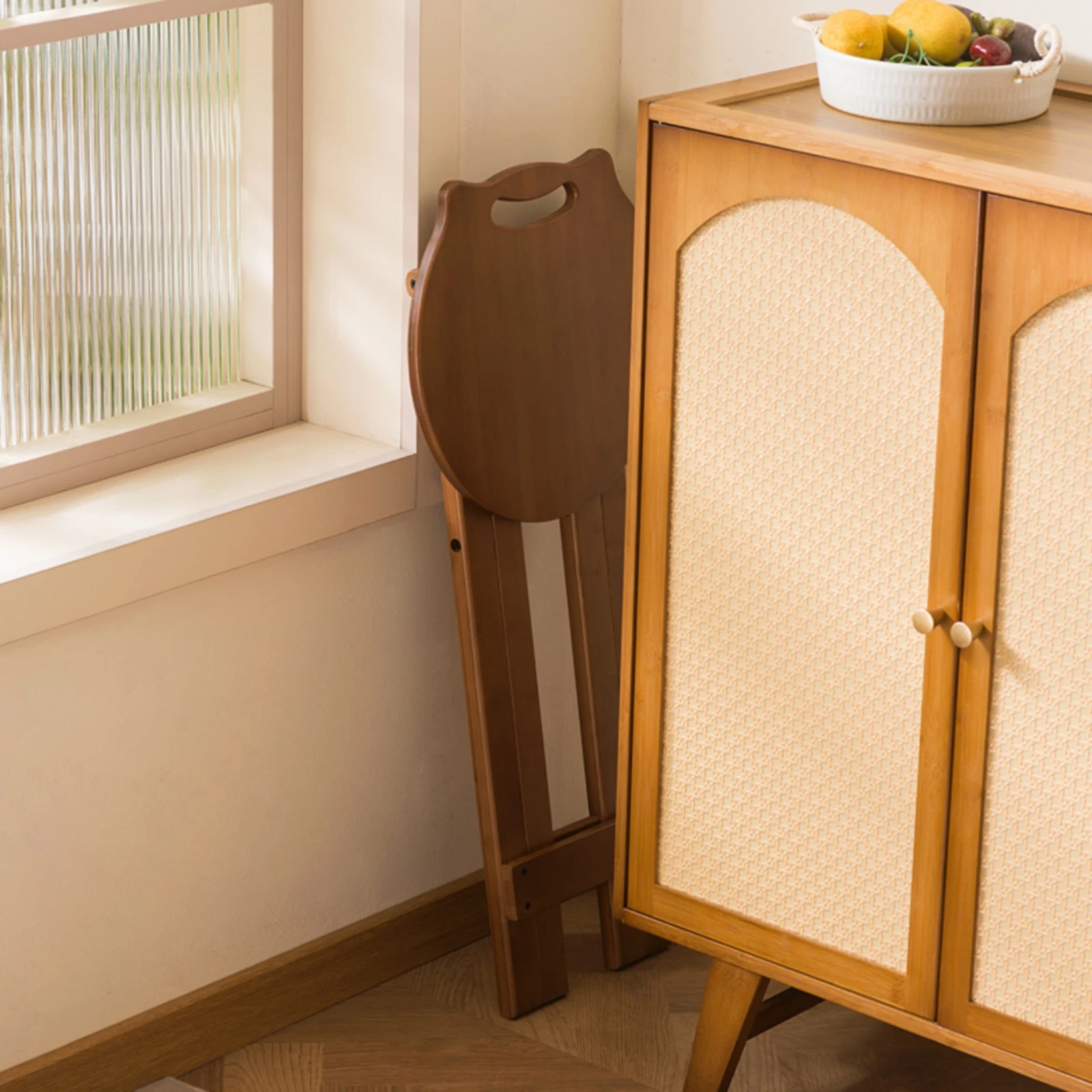 Folding Stool with Handle Compact Portable Seat Furniture Stable for Guests, Small Apartments, Kitchen