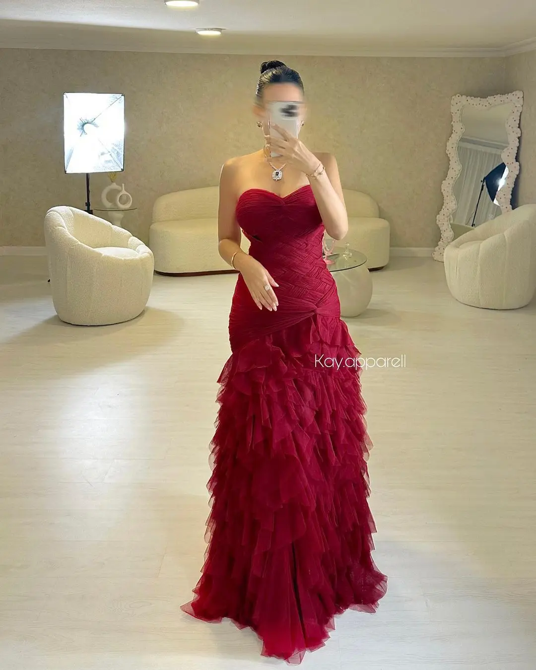 Saudi Elegant Long Evening Dresses Mermaid فساتين سهرة Watteau Train Pleated Robe de soirée Party Prom Gowns