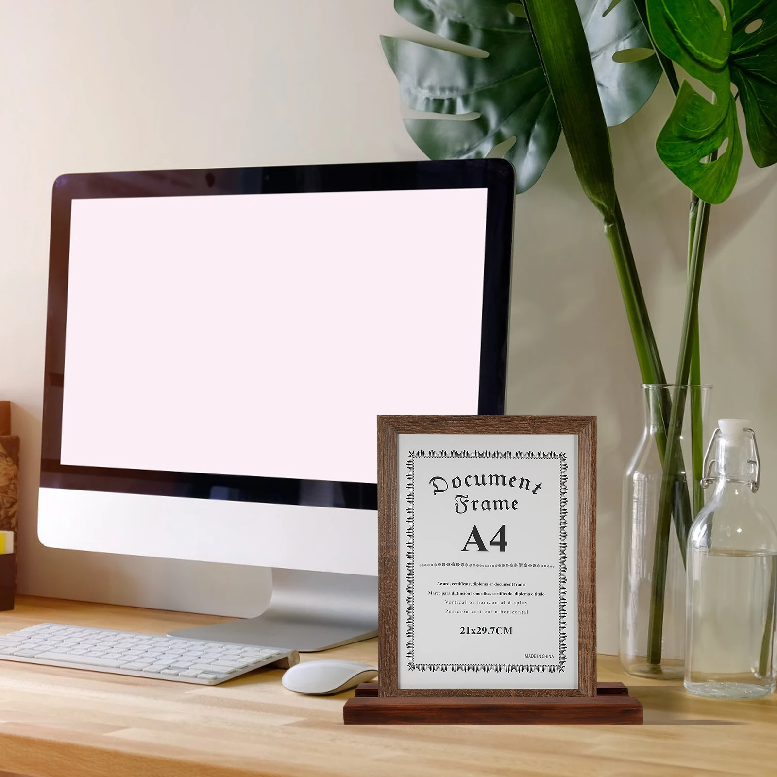 Base de madeira pintura de areia expositor suporte de espelho de chão de madeira suporte para exibição de medalha de certificado de espelho de comprimento total