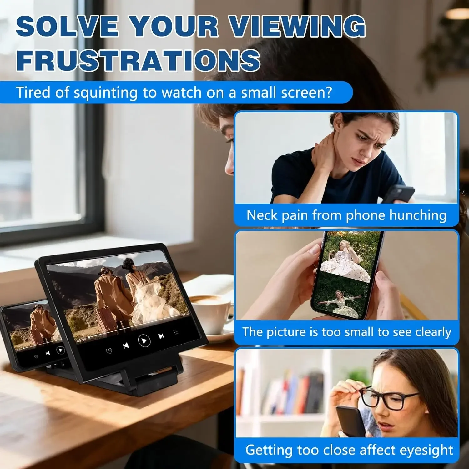 

Screen Phone Magnifier, Screen Magnifier for Cell Phone, 3D HD Foldable Design Screen Magnifier Version for Movies