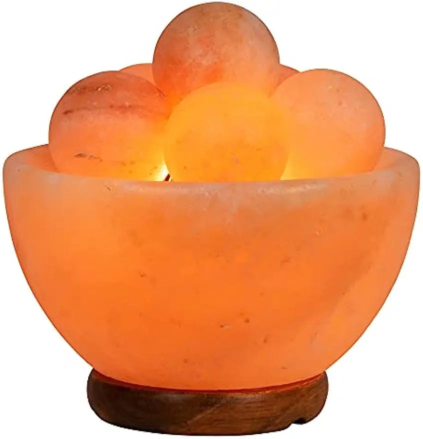 Himalayan Fire Bowl Salt Lamp with 6 Massage Balls Premium Quality Authentic from Pakistan