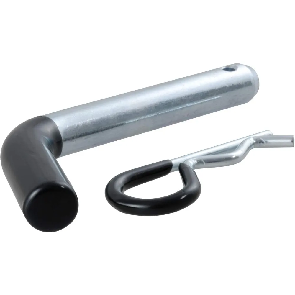 Pino e clipe de engate de reboque de 5/8 polegadas com punho revestido de vinil, cabe em receptor de 2 polegadas, acabamento em zinco transparente