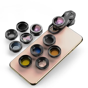 APEXEL 11 in 1 camera Phone Lens Kit Wide Angle Macro Full Color/Grad Filter CPL ND Star…