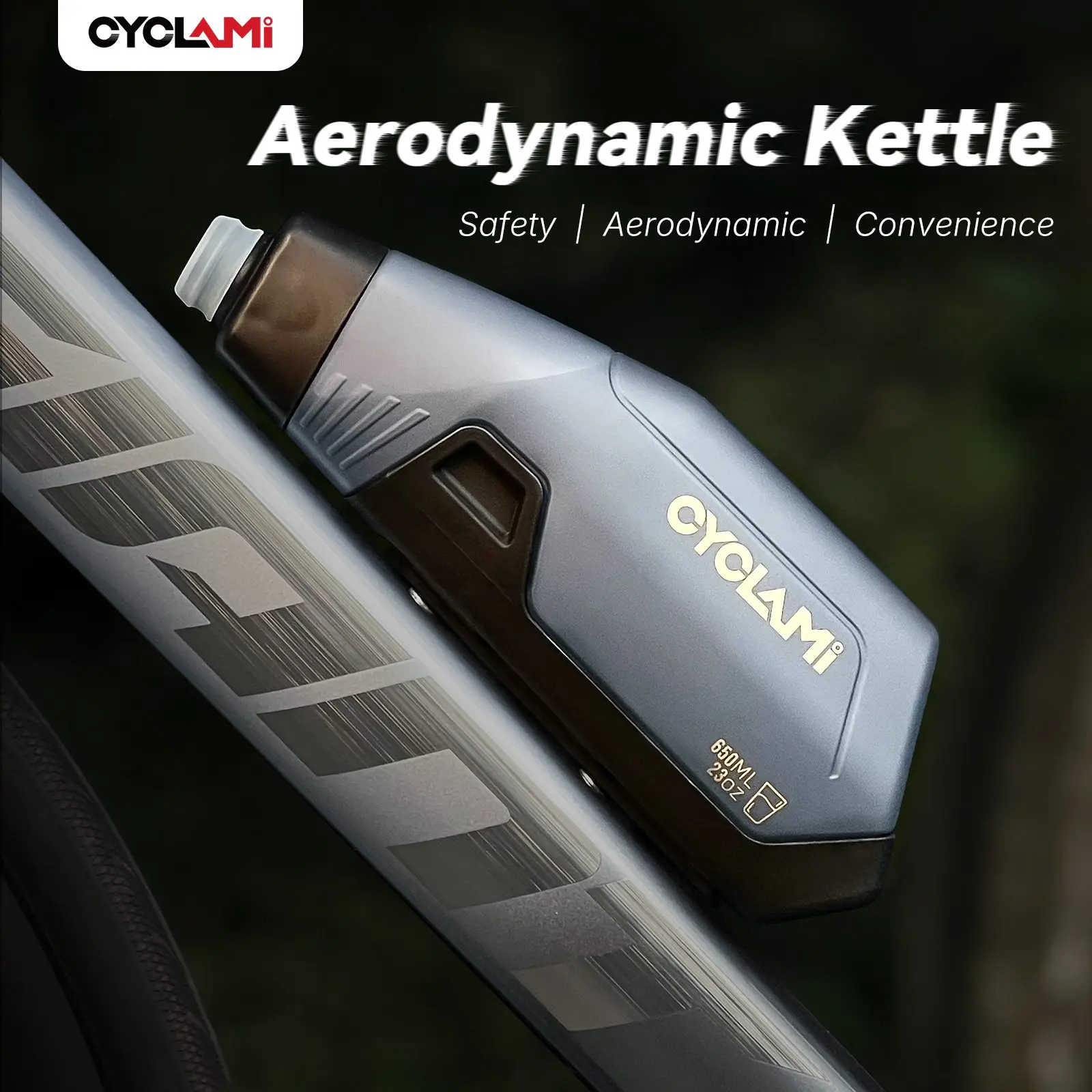 CYCLAMI Bicycle 610/650ml Aerodynamic Water Bottle Bracket Set Bike Water Bottle Road Bike Frame Down Tube Riding Water Kettle