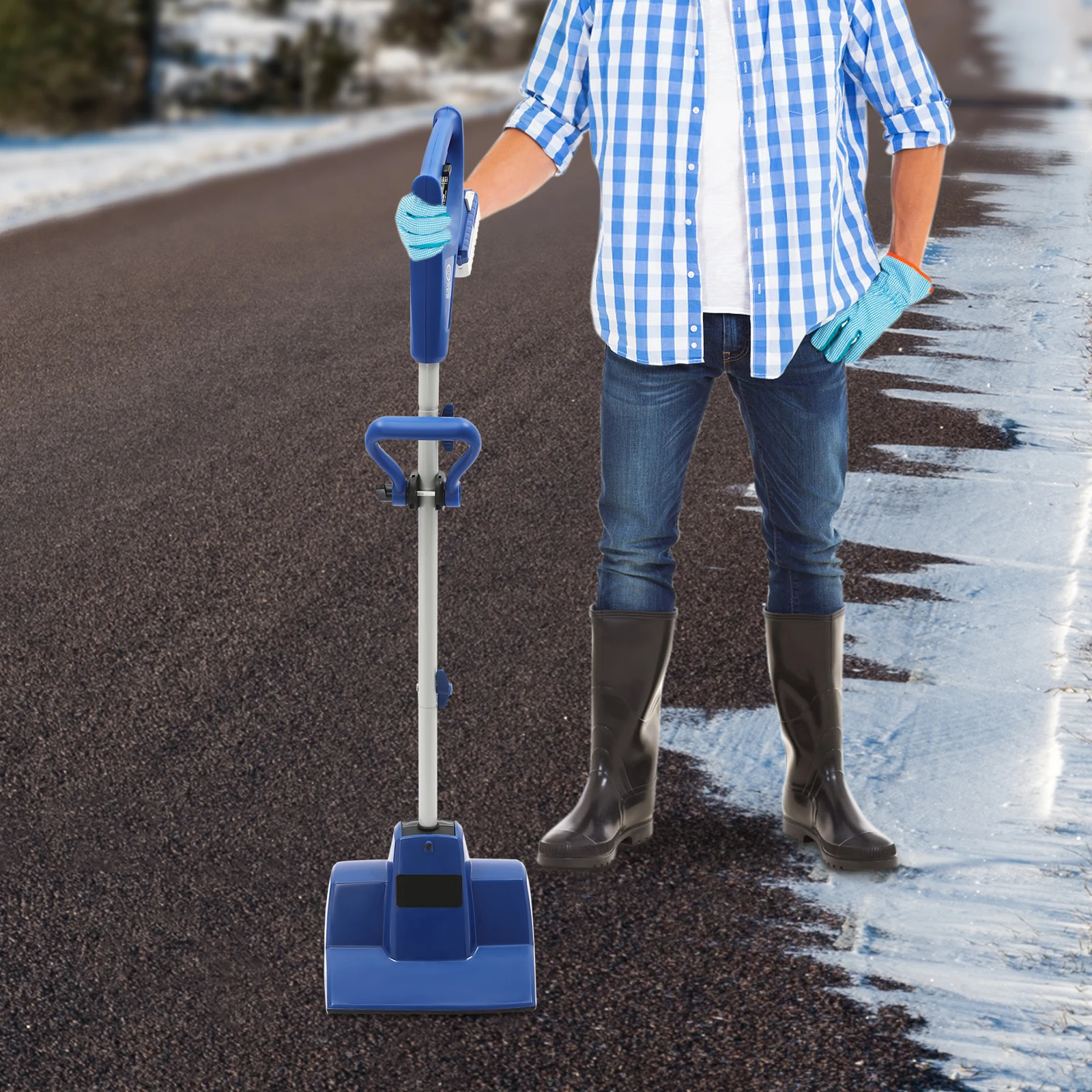 

33*27*135cm Snow Thrower, Cordless Rechargeable Snow Thrower, Battery Powered Snow Sweeper for Use on Hard Surface