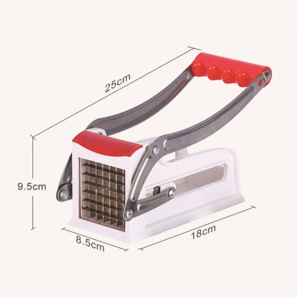 Professional Stainless Steel French Fry Cutter with 2 Blades Heavy Duty Potato Slicer for Fries Vegetables Carrots & Cucumbers