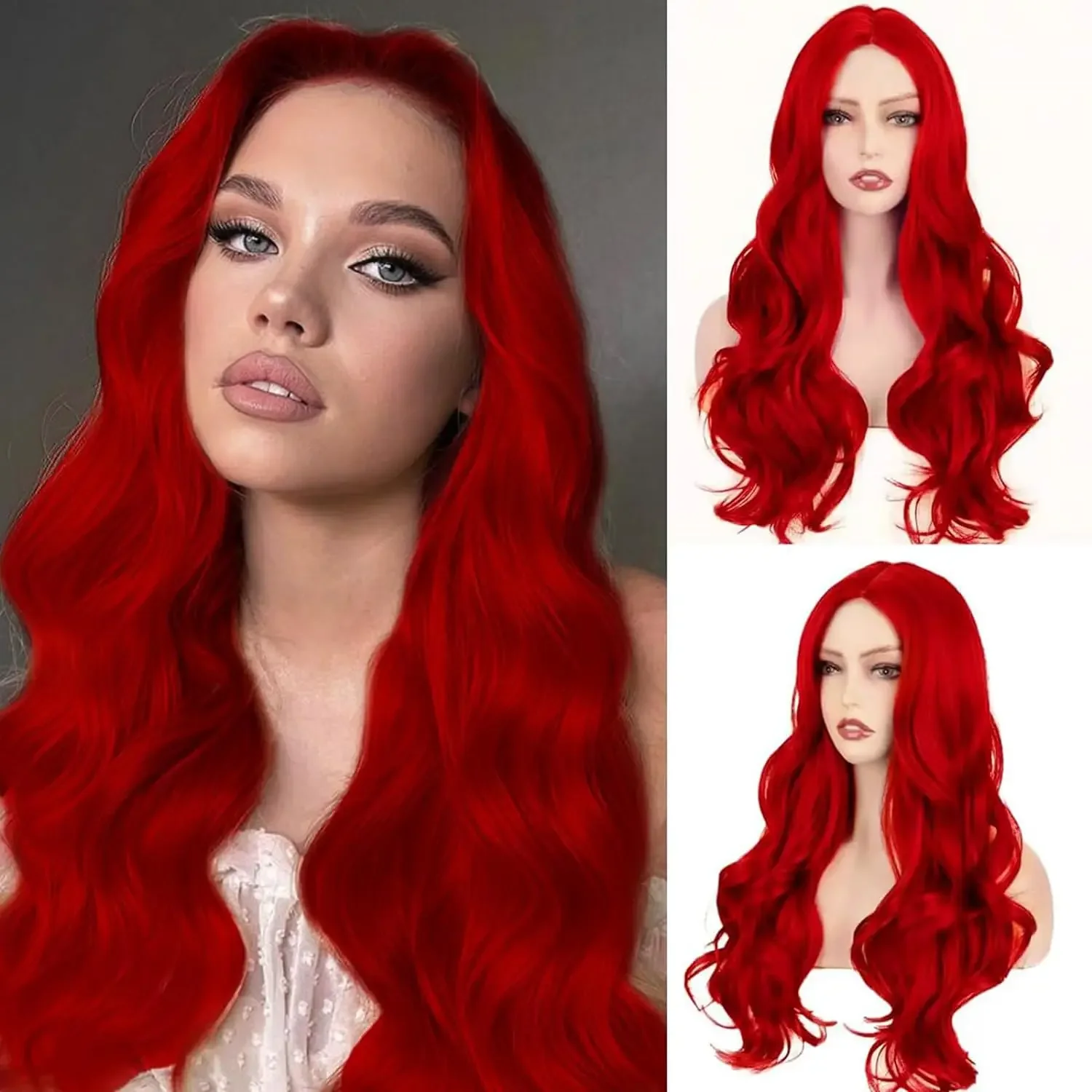 

Red Wig for Women 26 inch Long Red Wig Middle Part Synthetic Wig Hair Replacement Wig for Party Use Cosplay Costume Halloween…