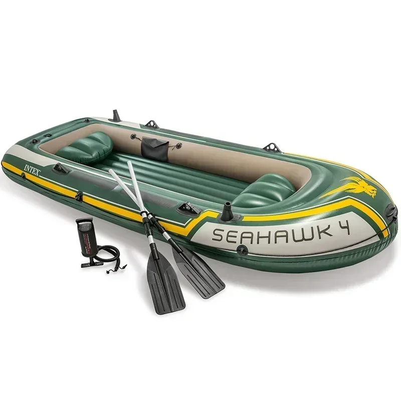 

INTEX 68351 SEAHAWK 4, воздушная лодка, спортивная серия, комплект надувной лодки с веслом и насосом, надувная лодка для каяка, спасения и рыбалки