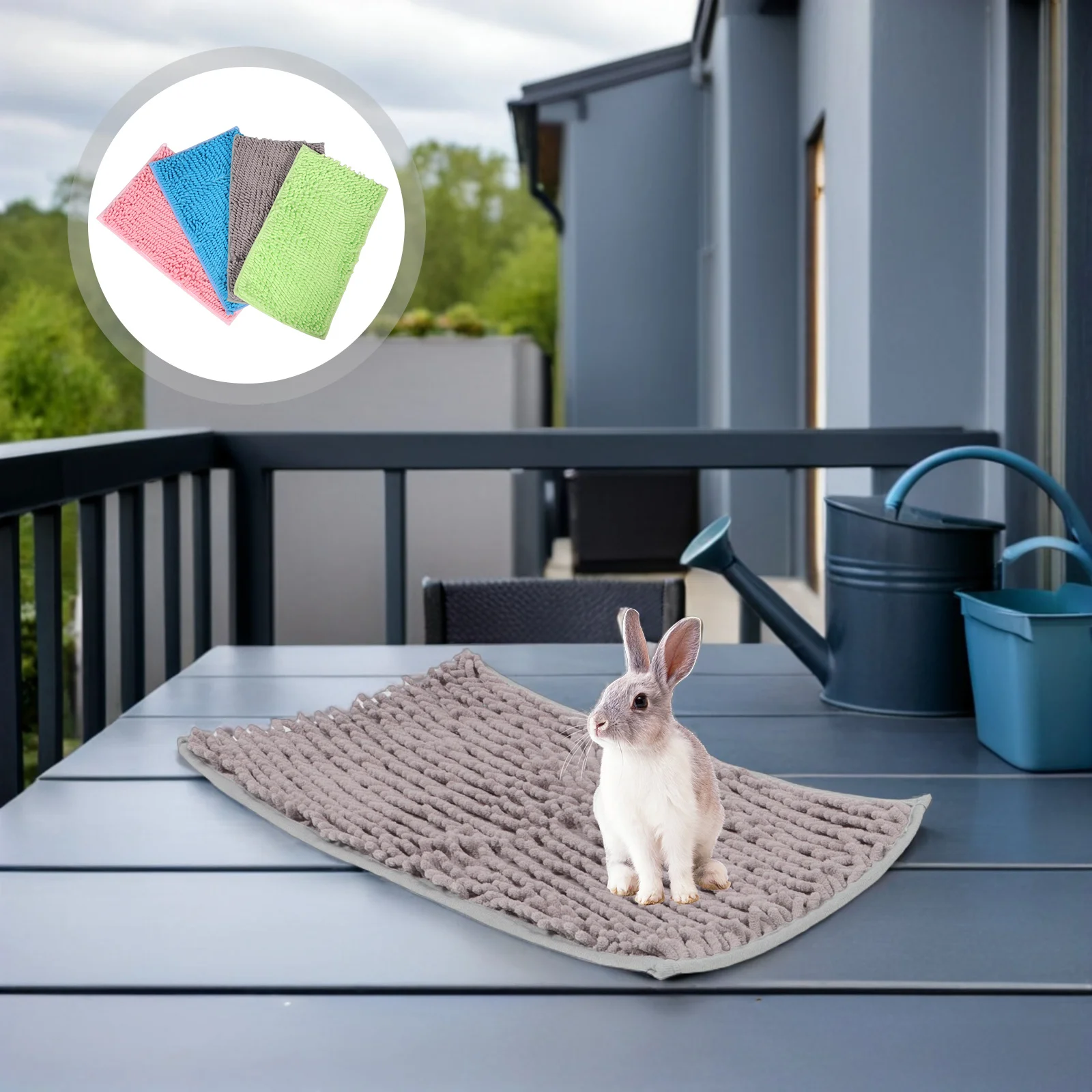 

4Pcs Small Animal Blanket - 19x11 Inch Soft Chenille Pet Mat Reusable Bedding for Guinea Pig Rabbit Hamster Cage