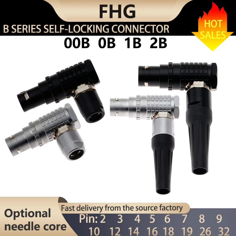 

FHG.00B.0B.1B.2B. 90-degree right-angle plug, 2-32 pin. For industrial, new energy, medical, marine, aerospace