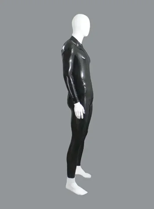 Catsuit de látex de goma 100% para hombre, mono clásico, mono de Cosplay, medias Zentai, cremallera frontal, S-XXL de 0,4 MM