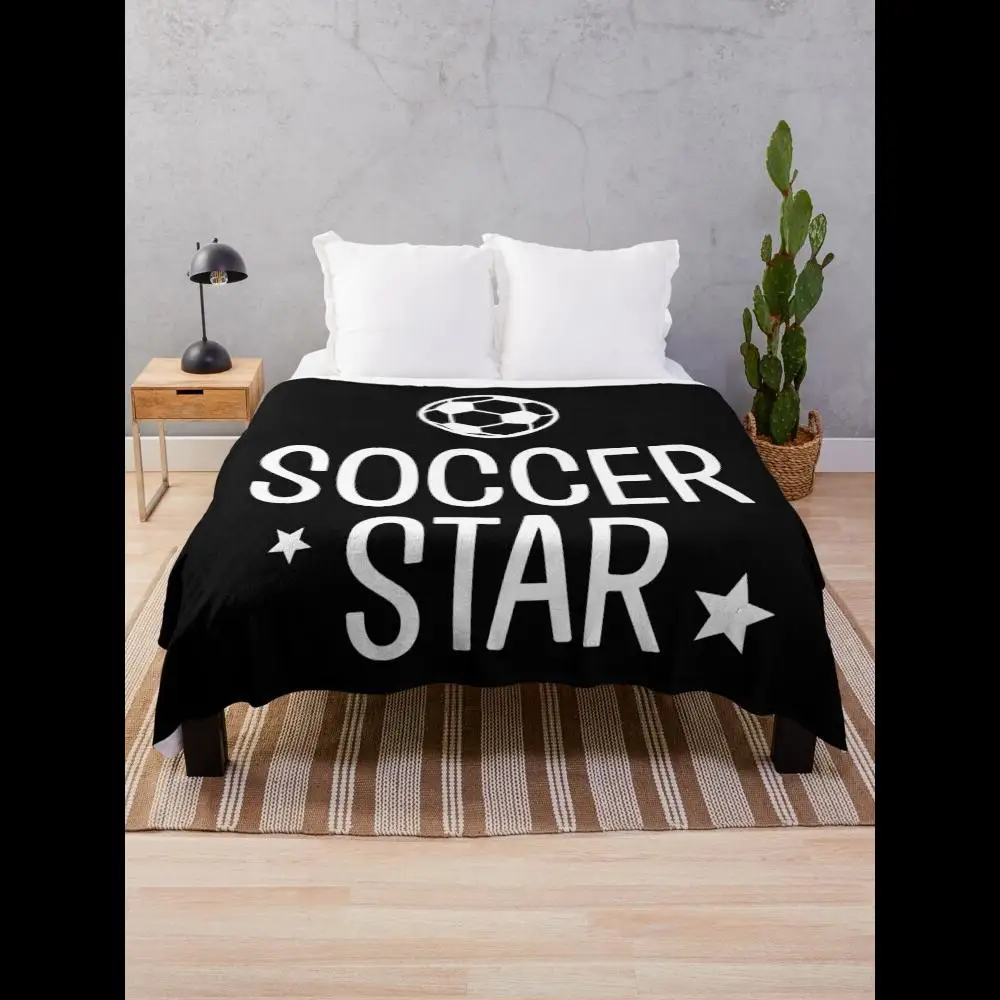 

Soccer Star Throw Blanket Soft Cozy Plaid Design for Living Room Couch Bed Perfect Gift for Football Fans
