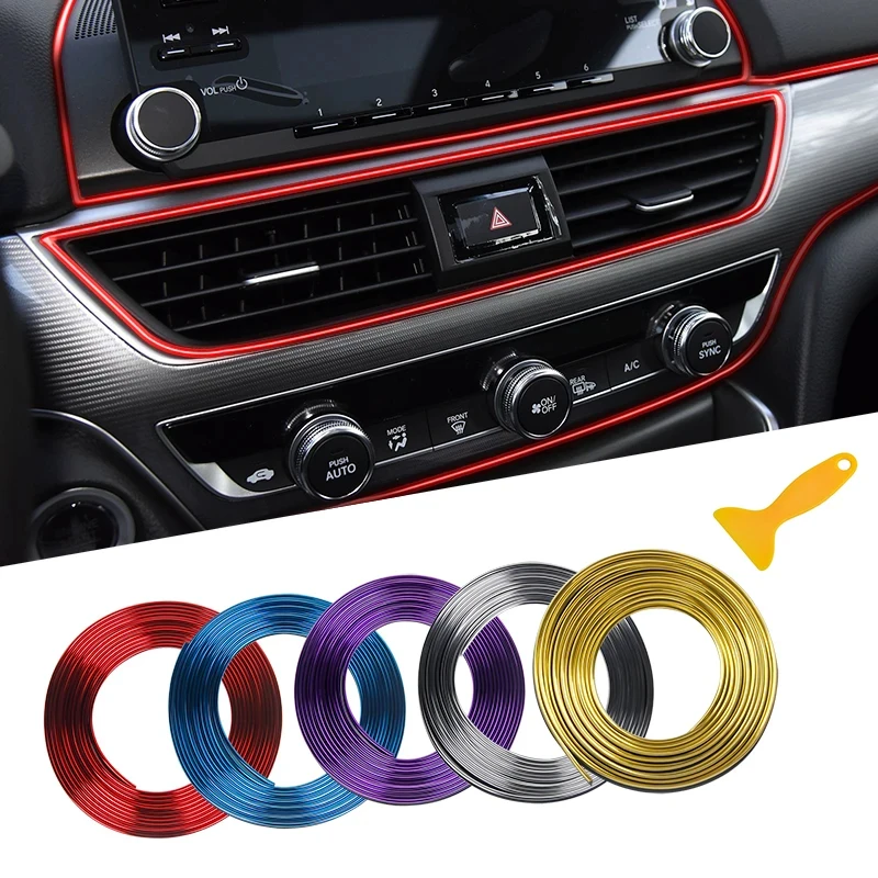 1/2pcs 5M Car Dashboard Door Edge Insert Trim Styling Interior Decorative Moulding Universal Auto Accessories Insert Strip