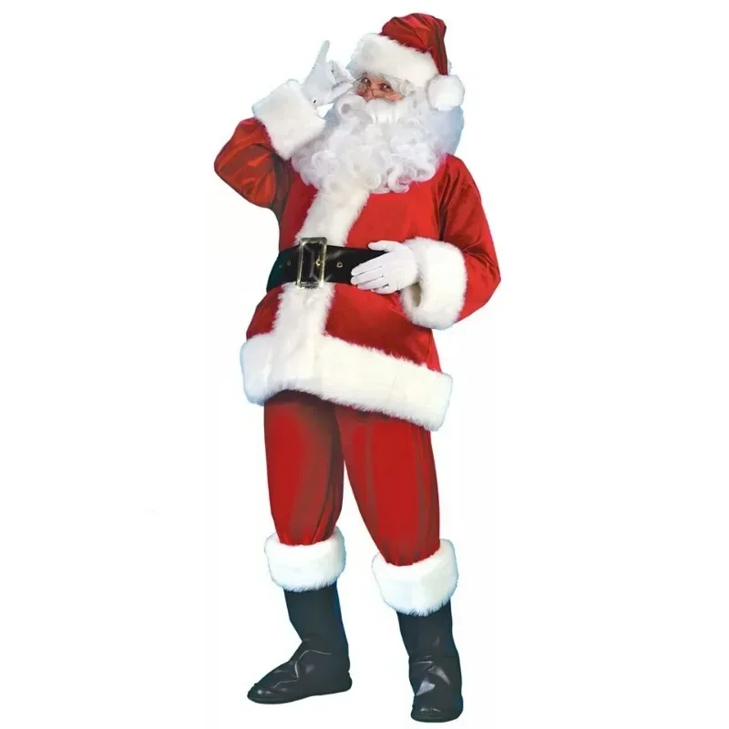 Costume de cosplay du père Noël pour hommes adultes, fête de Noël, rouge, nouveau