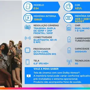 Motorola Moto G34 128 GB Smartphone Blau 5G 4 GB + 4 GB RAM Boost 6.5 8 Main Motorola -Handyverkauf 128 GB - №2