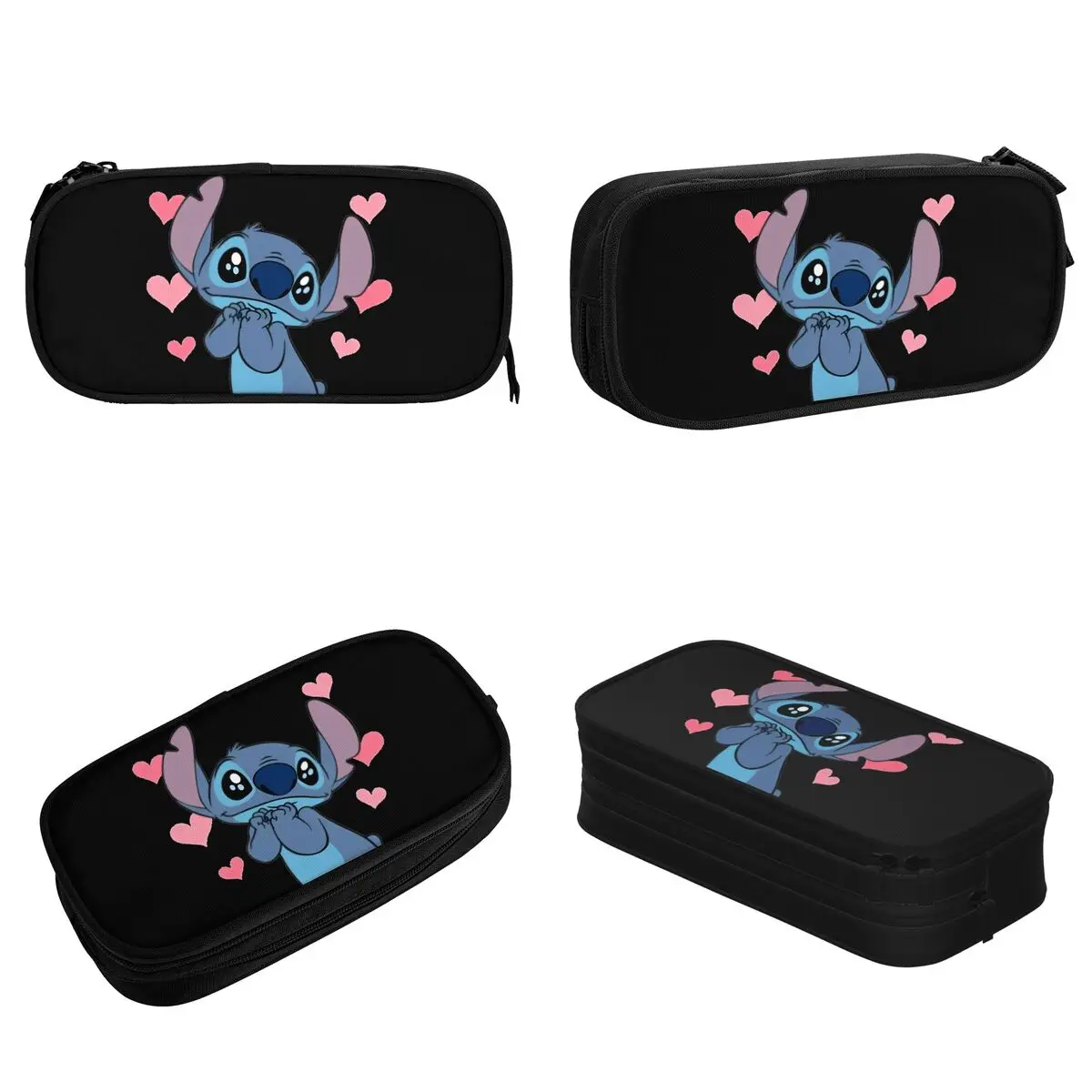 Lilo & Stitch Love Star Eye Estojo de lápis de desenho animado Caixa de caneta Bolsa Menina Menino Grande capacidade Material escolar Bolsa de lápis com zíper Papelaria