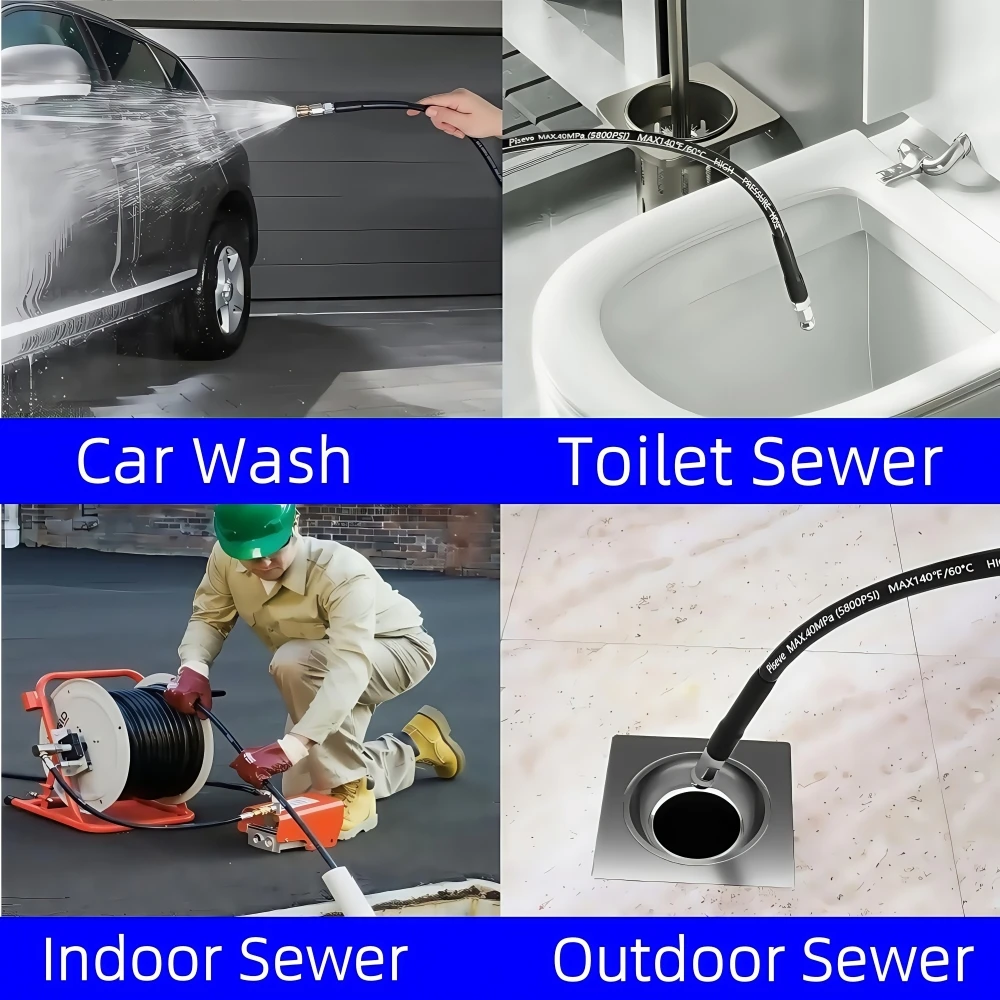 1/4Inch Sewer Drain Water Cleaning Hose 5800PSI Pressure Cleaning Machine Hose Sewer Sprayer Kit For Karcher K2~K7 Water Gun image 6