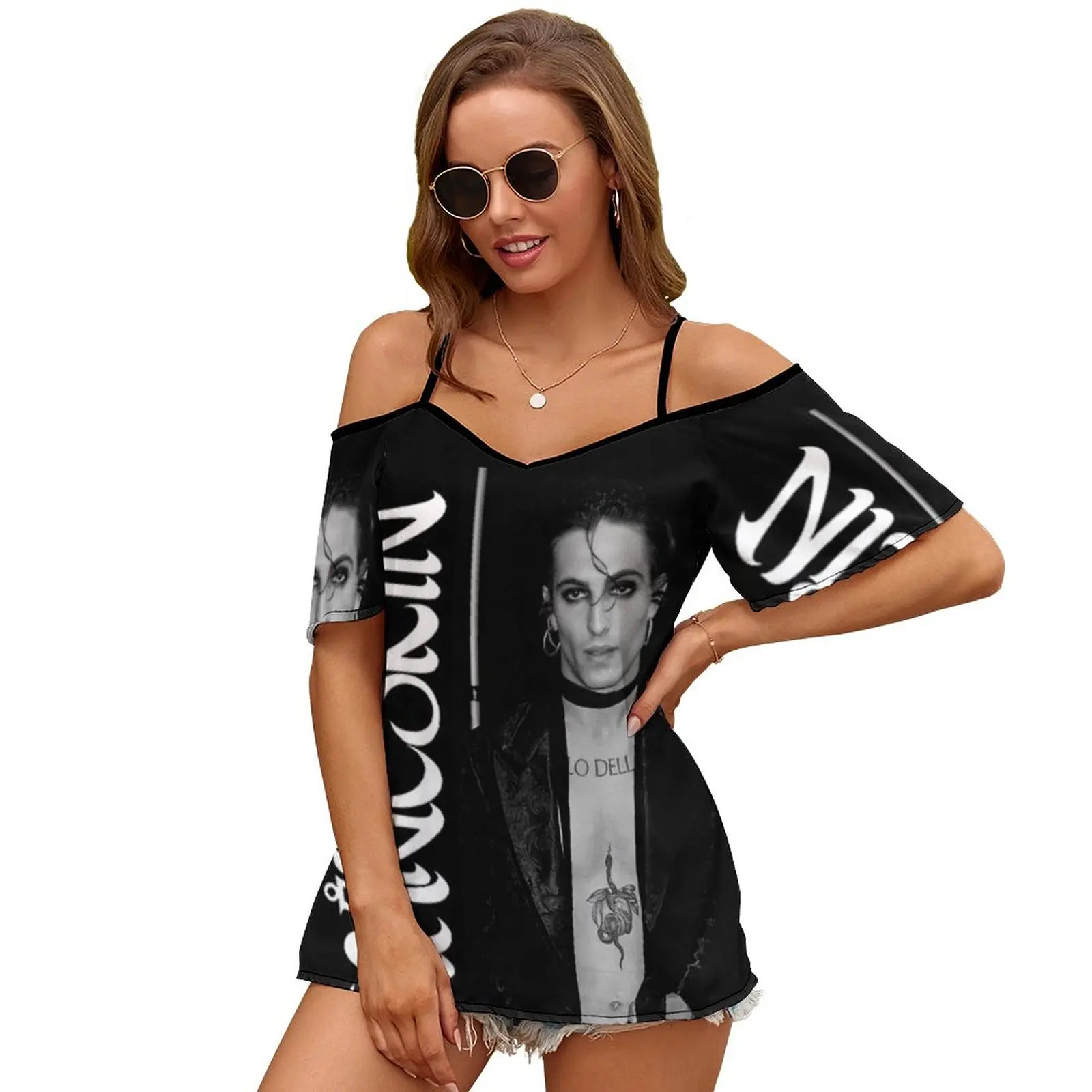 Damiano David Maneskin Women T-Shirt Crewneck Casual Short Sleeve Tops Summer Tees Maneskin Damiano David Damiano David Band