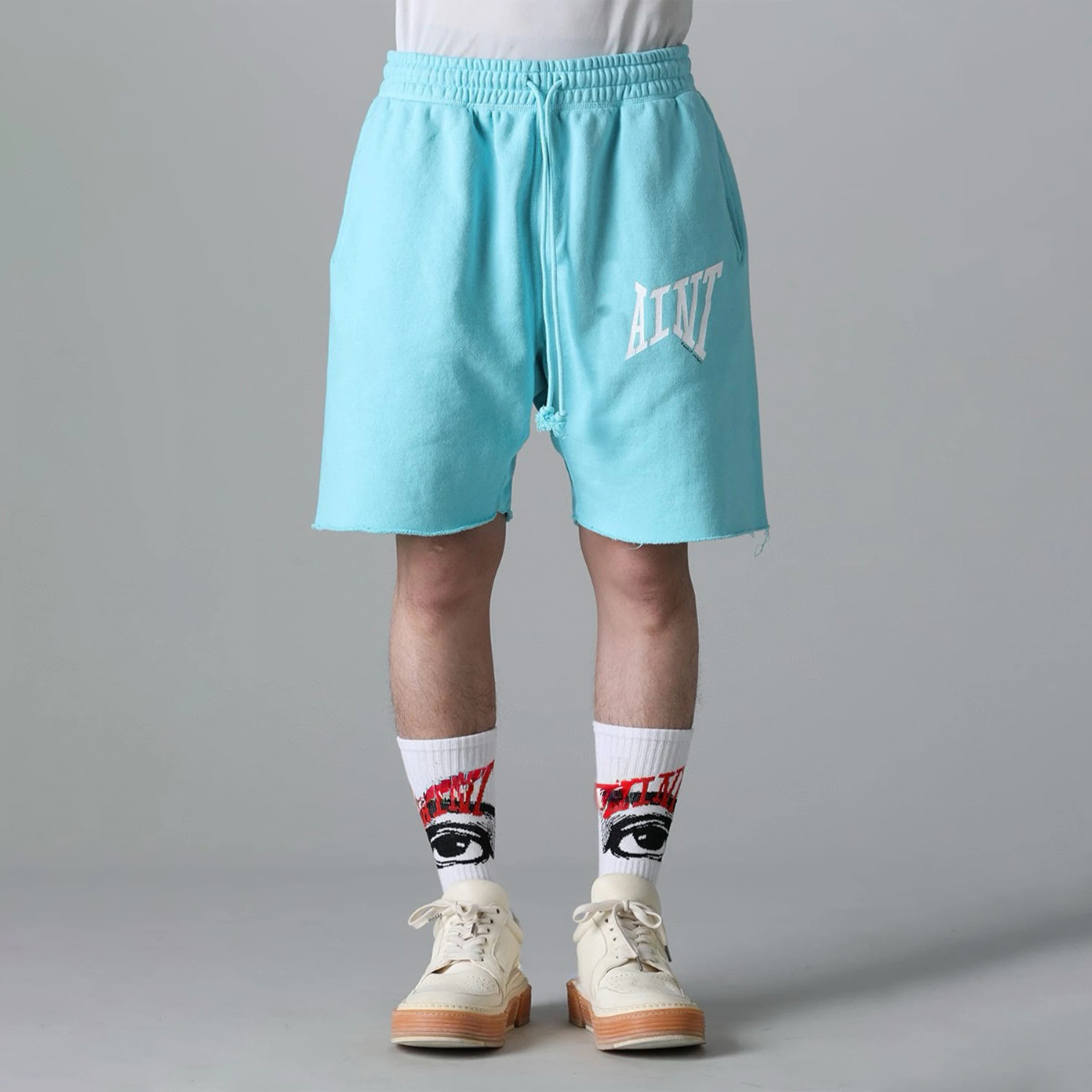 

NIGO Men's And Women's Retro Color Blocked Fashionable High Street Trendy Casual Elastic Waist Drawstring Shorts Ngvp #nigo9239