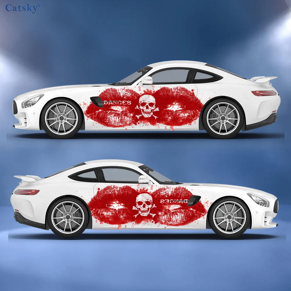 

Red lips splashing skull sticker, suitable for cars and trucks, durable, fade-resistant, easy to install and remove - Enhance th