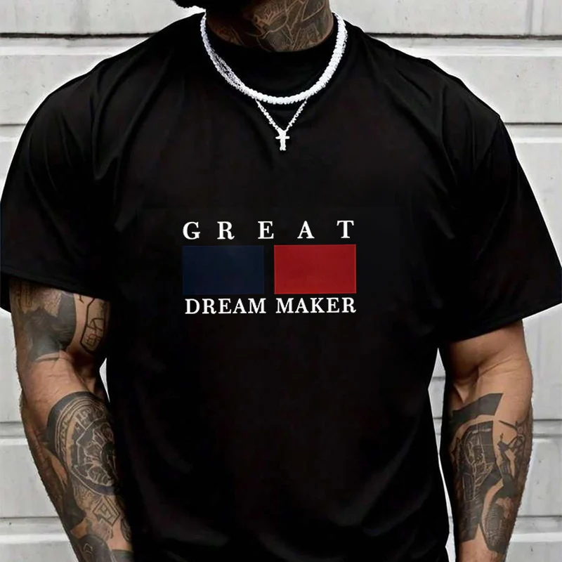 

Great Dream Maker Men's Fashion T-shirt Casual Trendy Tshirts For Summer Short Sleeve Comfortable Tops