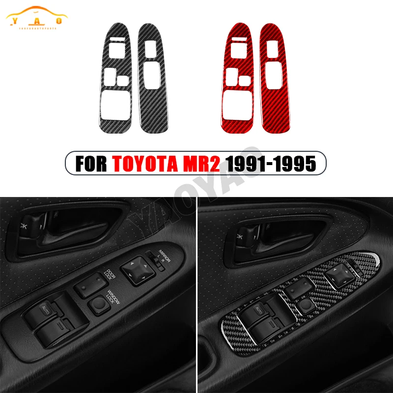 

For Toyota MR2 1991-1995 Carbon Fiber Door Window Lift Switch Button Control Panel Cover Trim Car Accessories Sticker