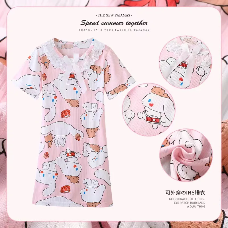 Summer Baby Thin Korean Style Little Girl Pijama Girl's Pajamas Sleepwear Robe Children's Clothing Mother Kids