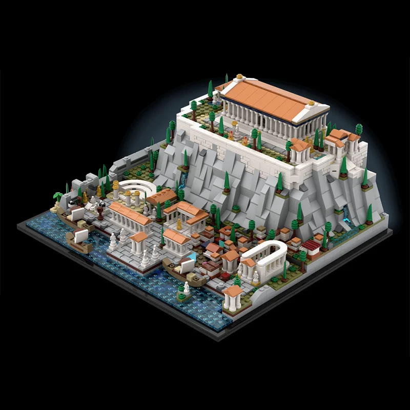 1952PCS MOC Custom Modular Acropolis of Athens Architecture Building Blocks Model Assembly Children Festival Gift