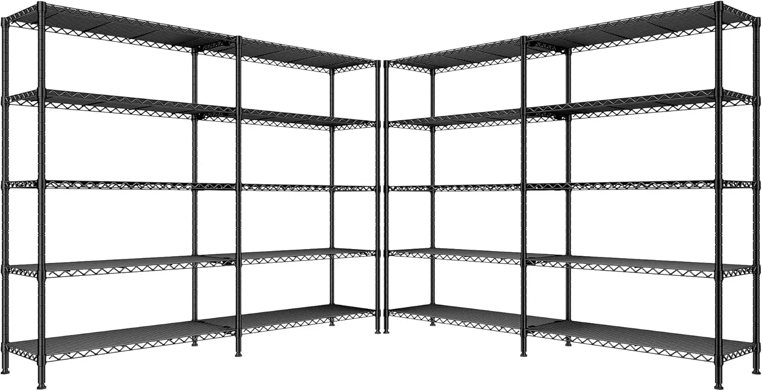 

61.2'' W Storage Shelves 5 Tier Wire Shelving Rack Adjustable Metal Shelving Heavy Duty Steel Shelving for Storage Rack Shelves